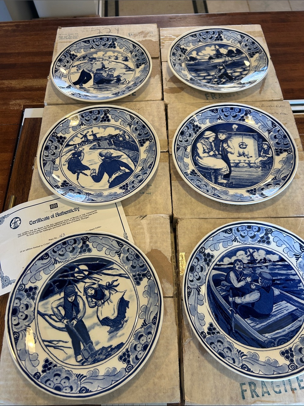 The Hans Brinker Delft Blue and White Decorative Plates - Set of 6